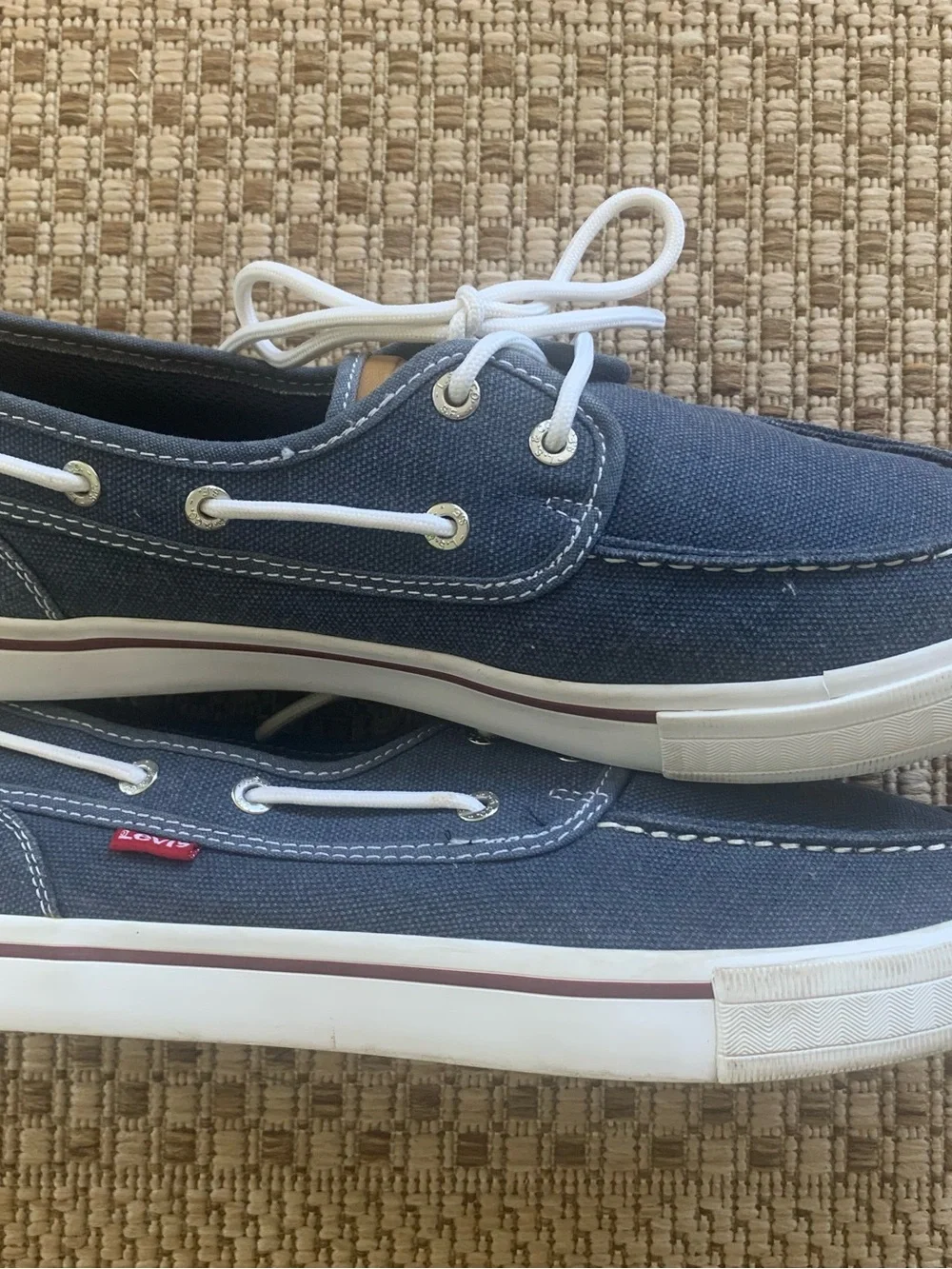 Levi’s Casual Canvas Boat Shoes in Blue with White Men’s Size 10